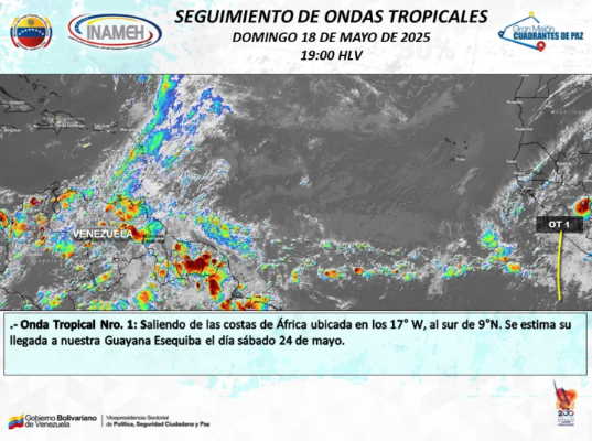 El Inameh informó sobre la llegada de la primera onda tropical a Venezuela