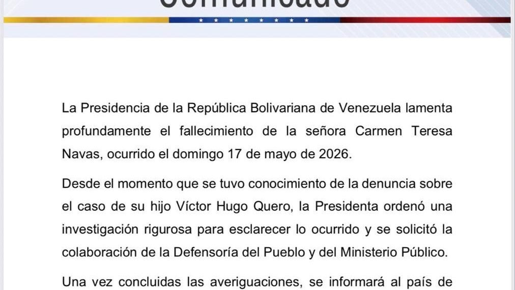 Delcy Rodríguez ordenó abrir investigación por la muerte de Víctor Quero bajo custodia del Estado